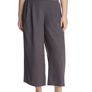 New Eileen Fisher Tencel Viscose Crepe Wide Leg Pant, Bark, 3x dressy pants